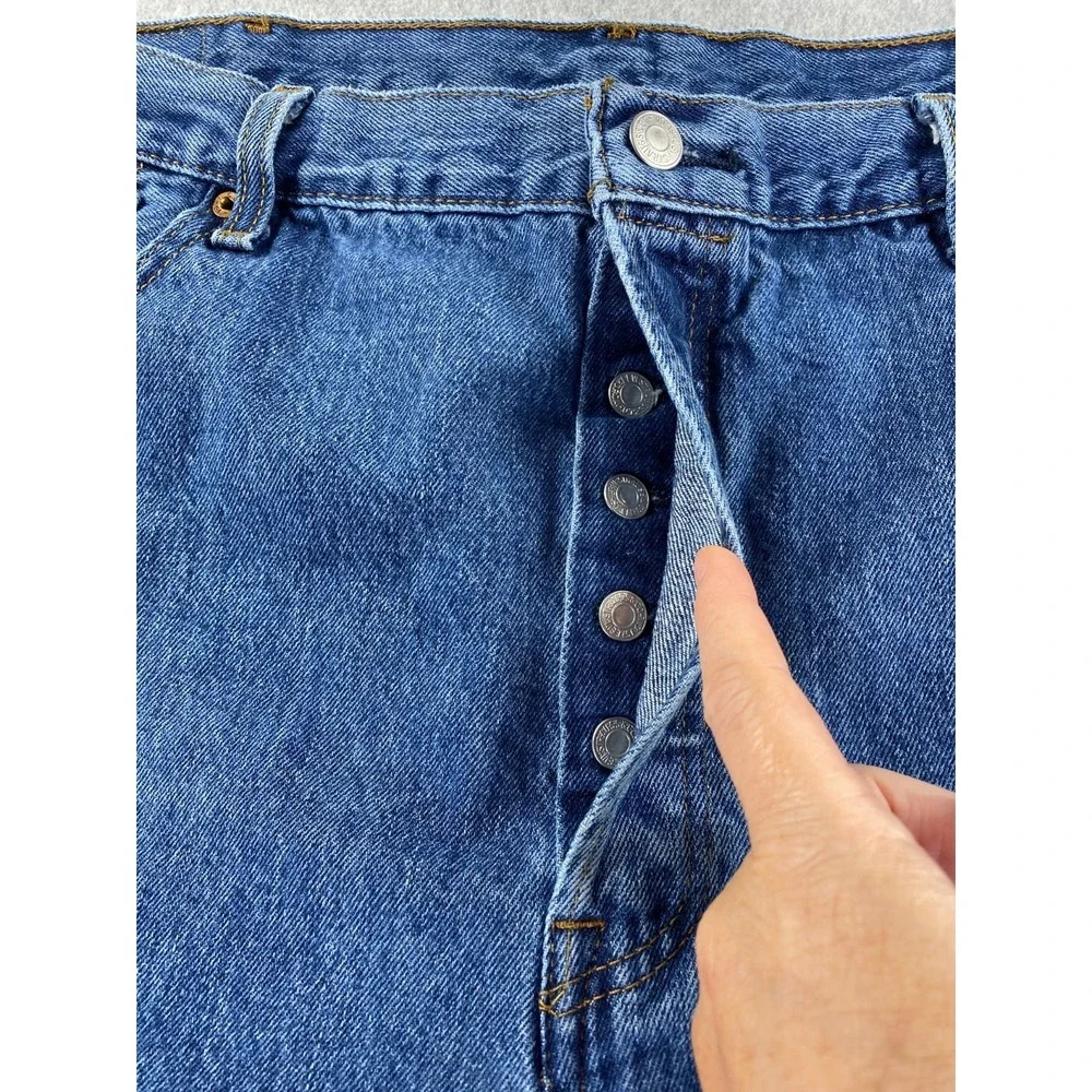 Levis‎ 501 Jeans Mens 40x30 Blue Med Wash Denim Button Fly Straight 100% Cotton